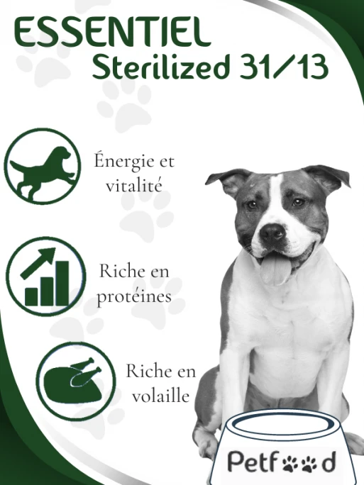 Croquettes Essentiel Stérilisé 31/13 Low Grain Nature Dog 15 Kg – Image 4