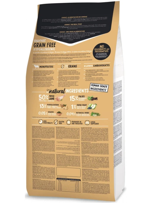 Croquettes Grain Free Hypoallergenic Lamb Ownat 12 Kg
